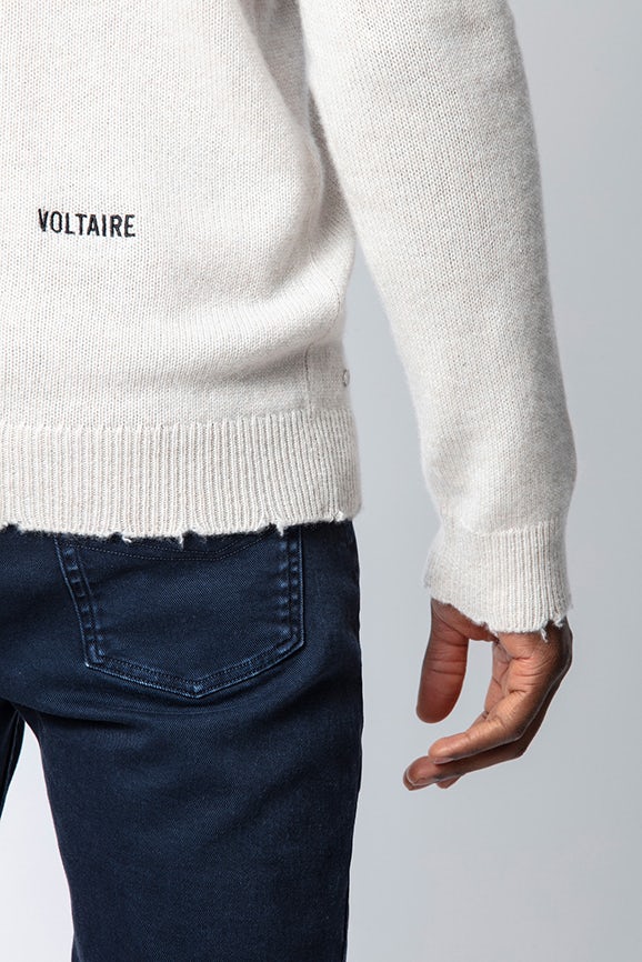 Pullover Kennedy Kaschmir - Weißer Herrenpullover aus Kaschmir.